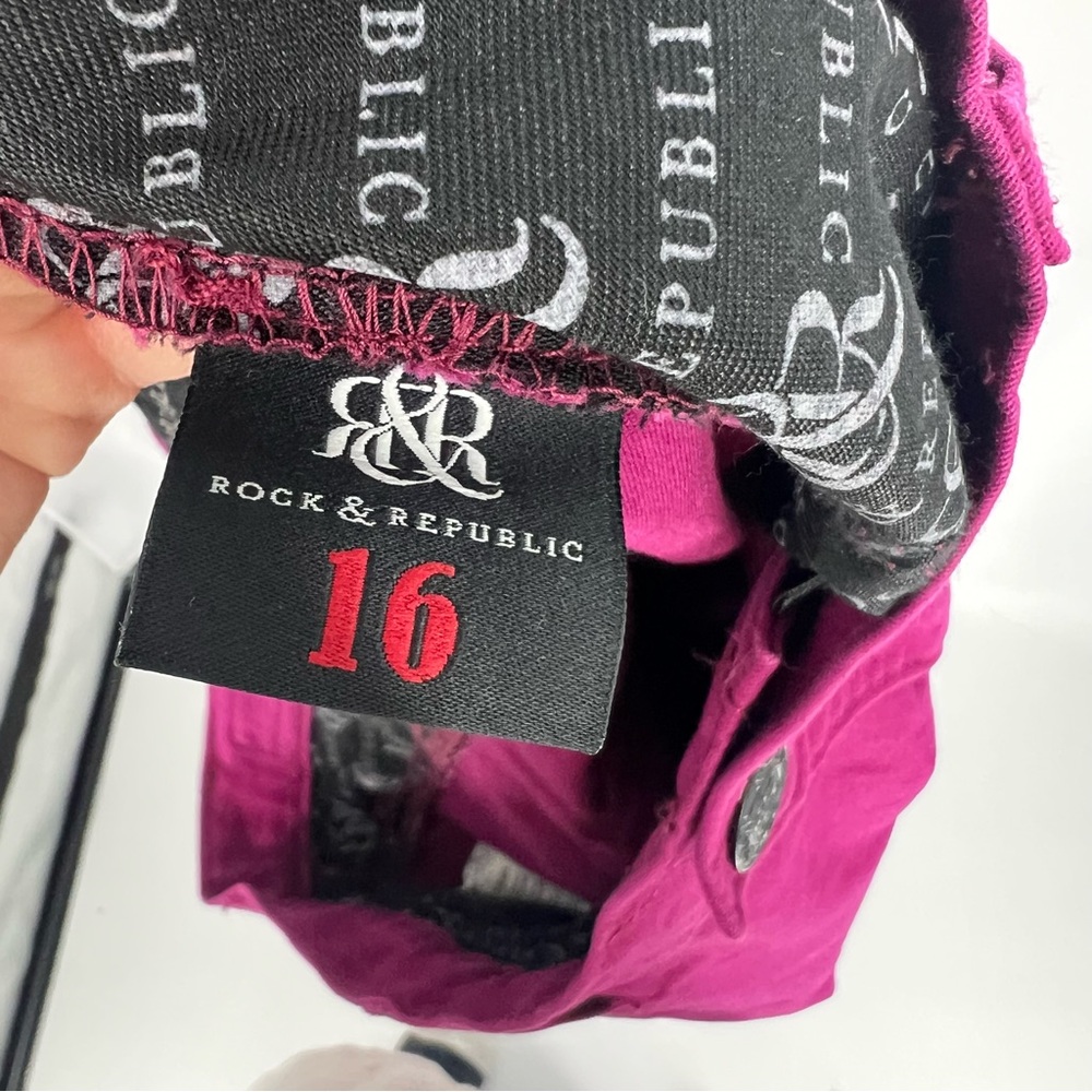 Rock & Republic Magenta Pink High Rise Skinny Ankle Jeans XL - Picture 14 of 14
